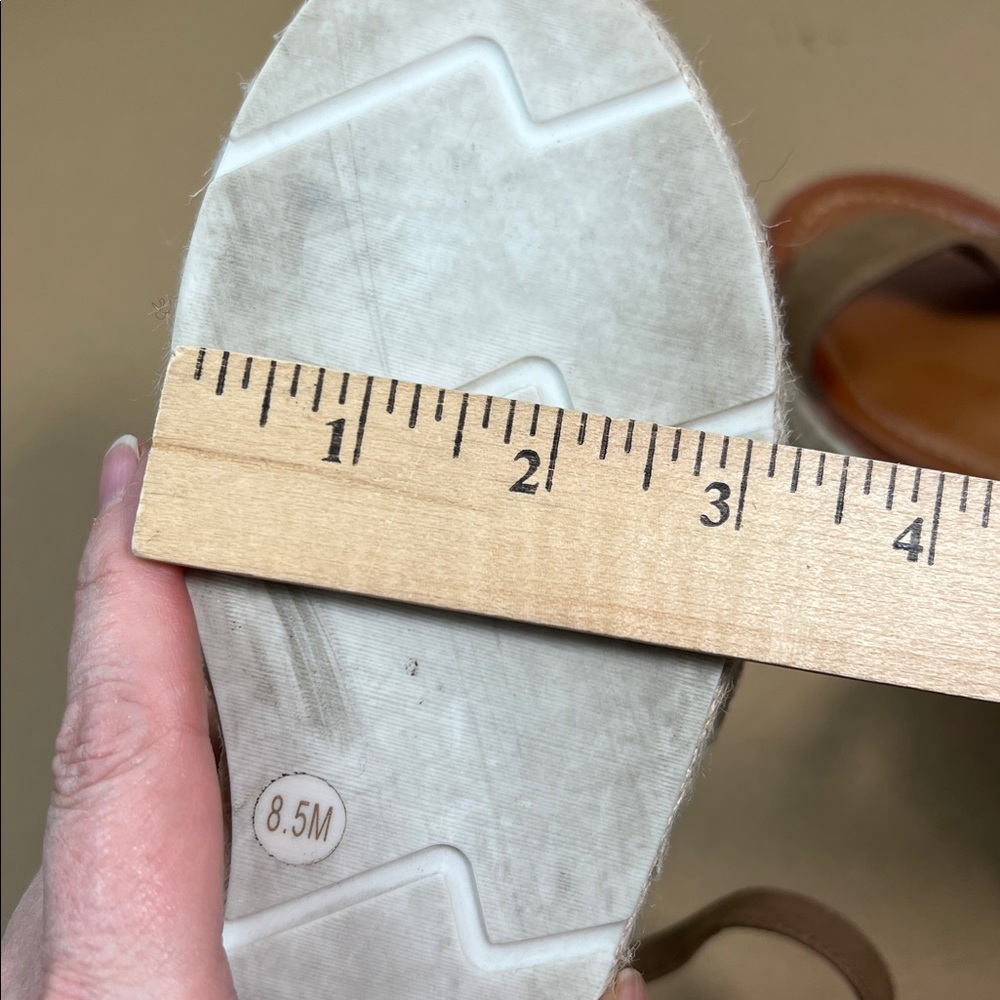 Gianni Bini espadrille brown leather ankle strap open toe platform sandals 8.5 - Picture 9 of 9